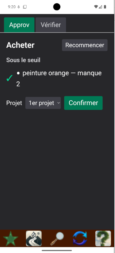 La liste des articles sous leur seuil