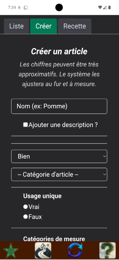 L'écran de création d'un article